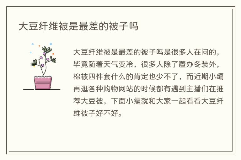 大豆纤维被是最差的被子吗