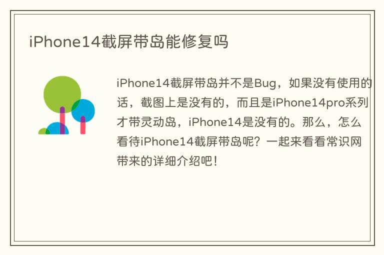 iPhone14截屏带岛能修复吗