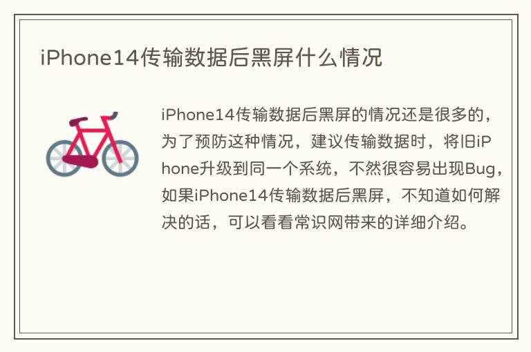 iPhone14传输数据后黑屏什么情况